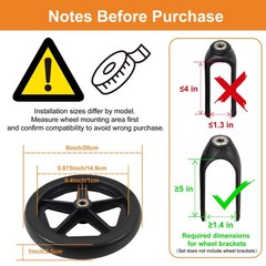 4Pcs 8 Inch Solid Replacement Wheels Rubber PU Tires Anti-Slip ABS Hub Install