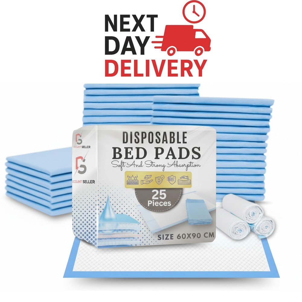 25/50/100 Disposable Incontinence Bed Pads 90 x 60cm–Highly Absorbent Sheets Mat