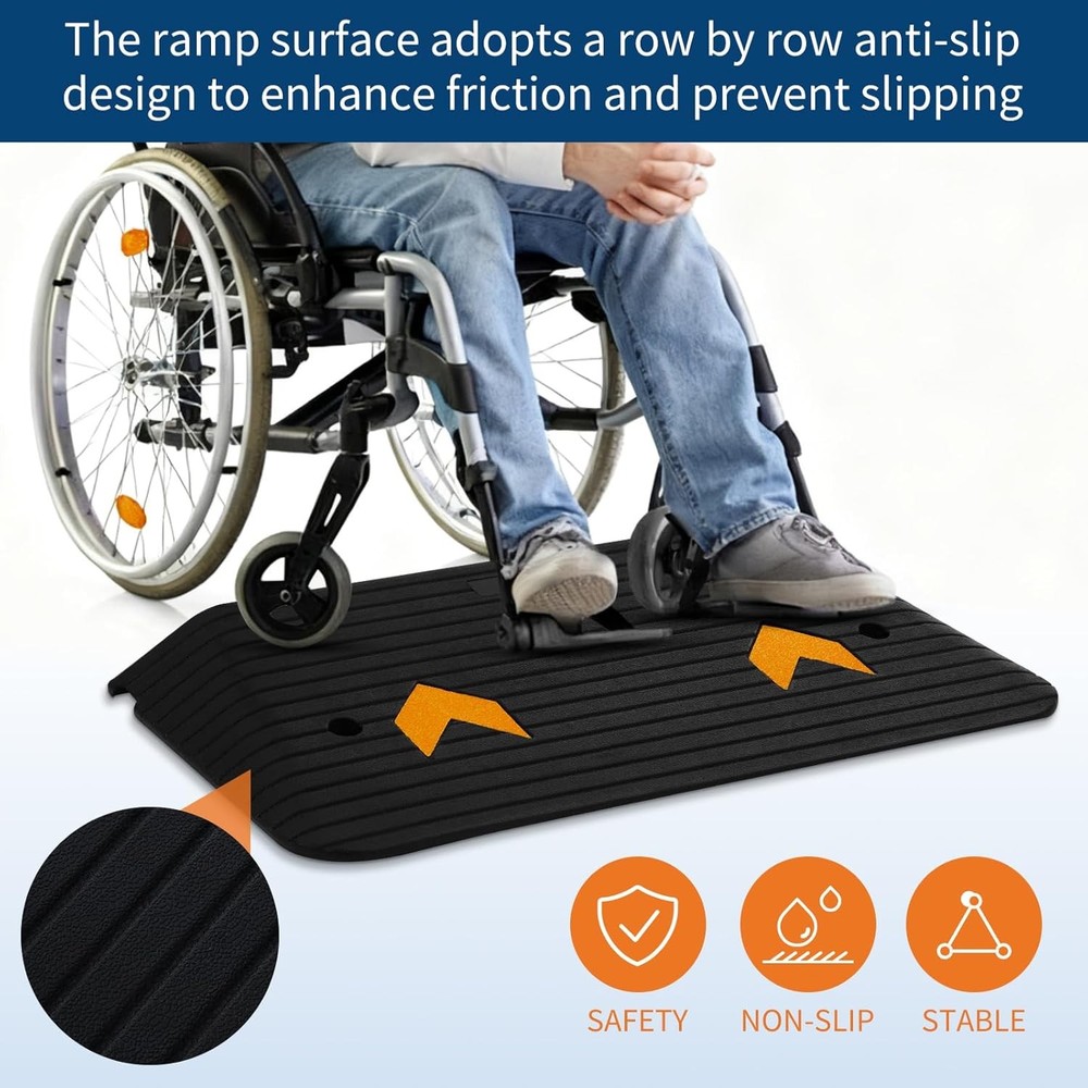 4″ Rise Rubber Wheelchair Ramp Threshold Ramps Doorway 33069 LBS Capacity