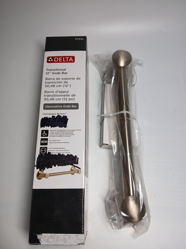 Delta Faucet 41712-CZ Transitional 12-Inch Grab Bar Champagne Bronze