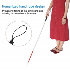 43 Inch Folding White/Red Mobility Cane Reflective Blind Walking Stick Tool