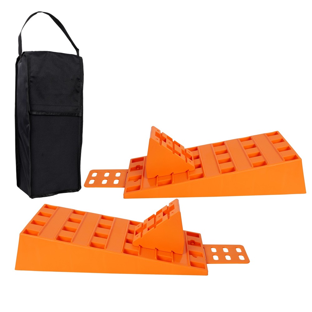 5T Caravan Leveling Ramps Set with 2 Wheel Chocks & Carry Bag