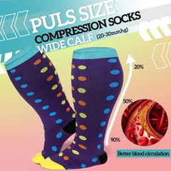 4 Pairs Plus Size Compression Socks Wide Calf for Women 20-30 Mmhg Knee High …