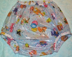 Incontinent Plastic Pant Adult MEDIUM Blue Carousel Enclosed Elastic High Rise