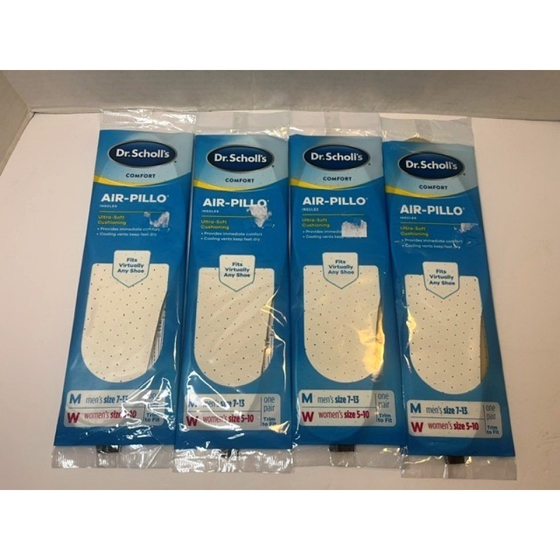 4 Pack – Dr Scholls Air-Pillo Comfort Insoles Trim to Fit Mens 7-13 Womens 5-10