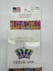Celeste Stein Therapeutic Compressions Knee Length Women’s Socks -Colorful Owls