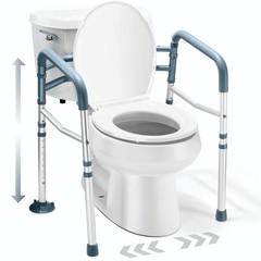 Adjustable Toilet Safety Rail with Handles – Heavy-Duty Stand Alone Frame for El