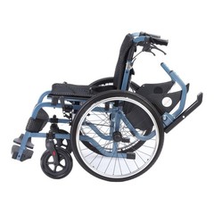 Medwarm Foldable Lightweight Wheelchairs with 22 Inch Rear Wheel, Blue