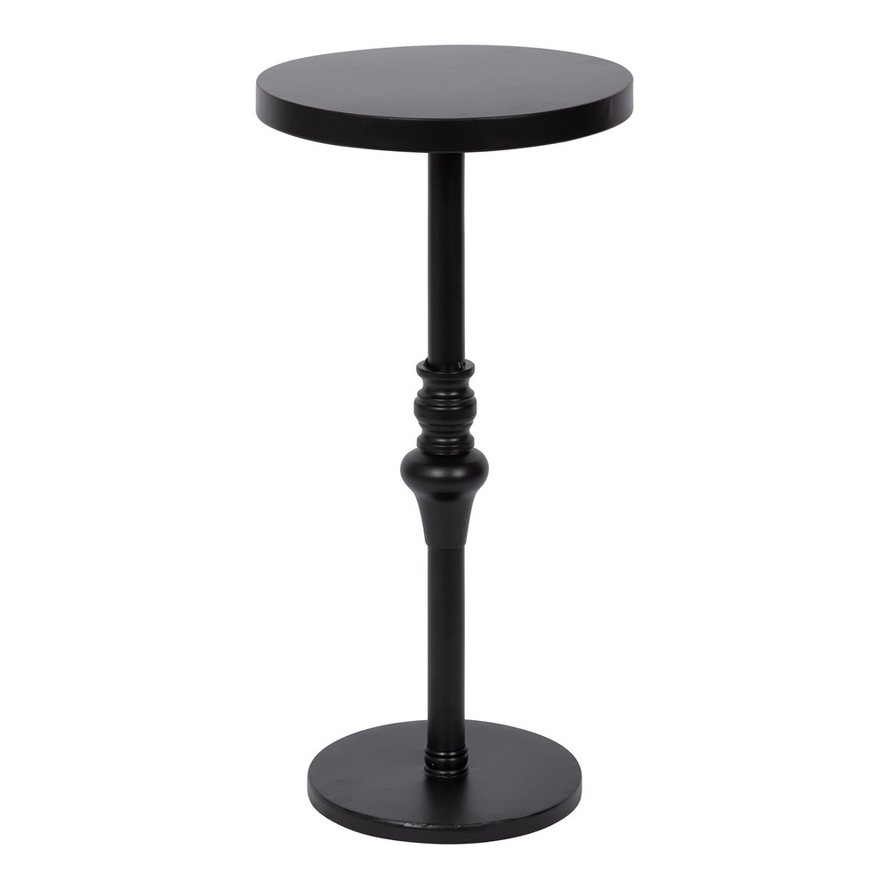Kate And Laurel Stratton Rustic Pedestal Table 13 X 13 X 26 Black Decorative