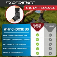 Ankle Brace Compression Sleeve for Sprains & Plantar Fasciitis Relief, Adjustabl