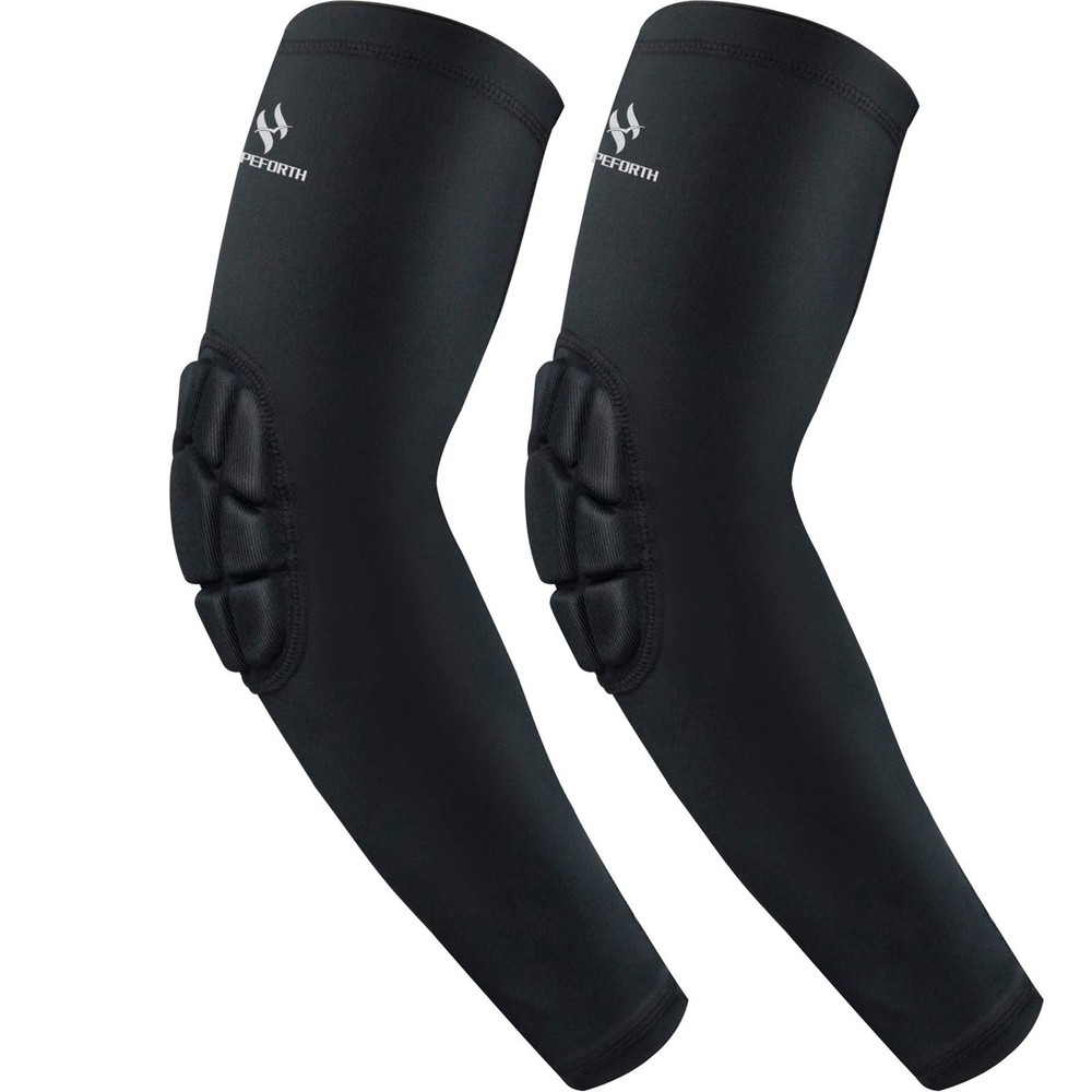 HOPEFORTH 2PCS Padded Elbow Sleeves Compression Arm XX-Large, Black Pad