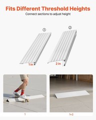 2in Height 800lb Load Aluminum Threshold Ramp 11.7x34in Weather Resistant