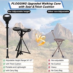 Walking Cane with Seat Folding Lightweight, Portable Cane Seat with Carry Bag…
