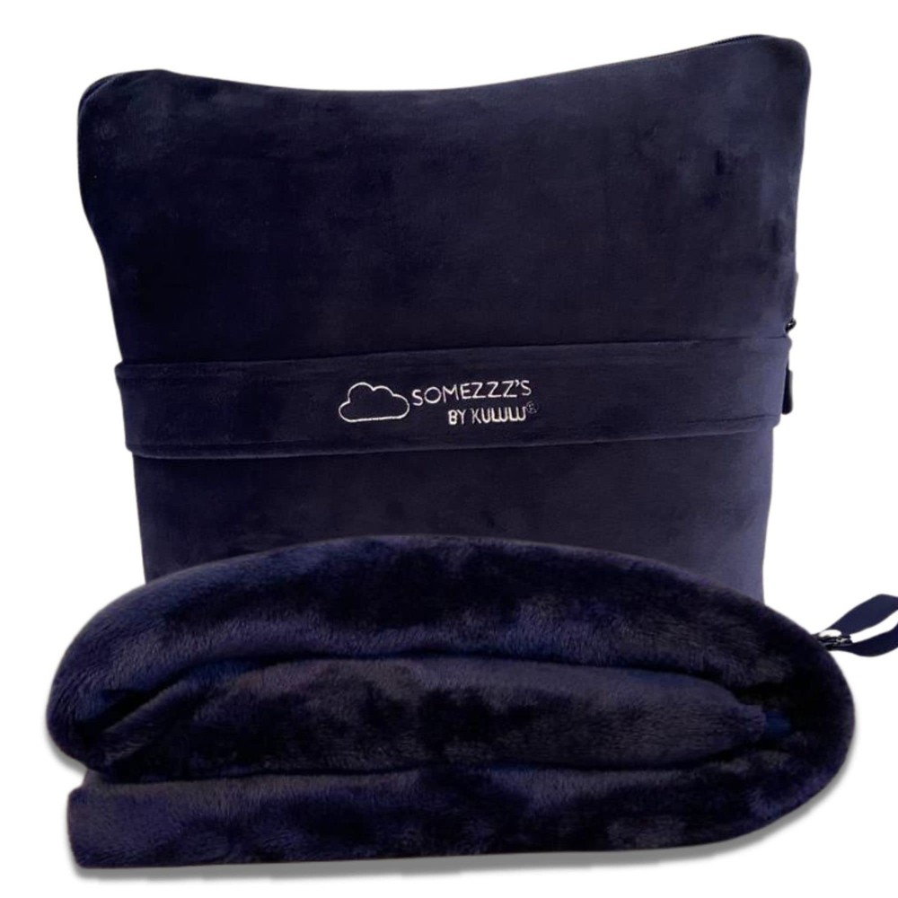 Kululu Travel Blanket and Pillow Set, Airplane One Size, Space Blue