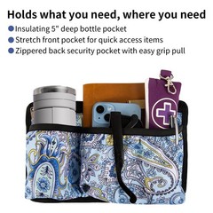 Wheelchair Side Bag with Cup Holder, Stretchable Walker and Wheelchair Pouch,…