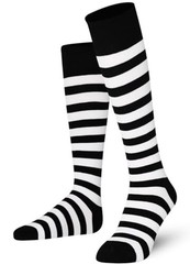 Unisex Knee High Stripe Socks 4-7 Stripe White and Black