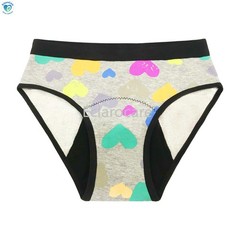 Girls‘ Mid-Rise Sanitary Underwear Print 4Layer Leak-Proof Protection Absorbency