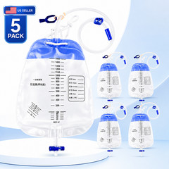 5 Pack Urinary Leg Bag,1500ml Urinary Drainage Bag with Cloth Tape,