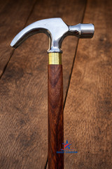 Antique Handle Hercules Hammer Style Brass Walking Stick Chrome Antique Cane