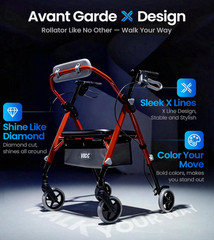 Z11 Rollator Walker with Seat, 380 lbs, Foldable All Terrain Lightweight