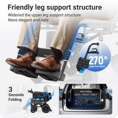 4 Wheels Mobility Scooter Power Wheel Chair Electric Device Compact for Travel