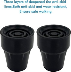 Durable Metal Reinforced Cane Tips, 3/4 Inch, Black – Natural Rubber, Pack of 2