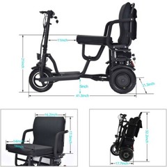 MotoTec Folding Mobility Electric Trike 48v 700w Motors Lithium – Black