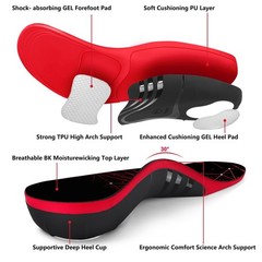 Plantar Fasciitis Insoles, 220+ lbs High M(Men 9-10.5/Women 10-11.5), Black