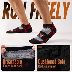 Mens Running Socks 6 Pairs with Arch Compression Support, 10-12 Multicolor
