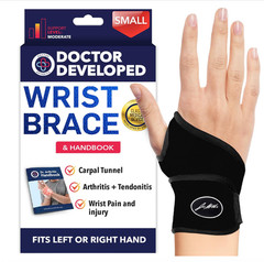 NIB Dr. Arthritis Copper-Lined Wrist Support – Black, Size Small (L or R hand)
