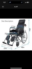 Reclining Manual Wheelchair 18″ Wide Seat Elevating Legrests Removable Headrest