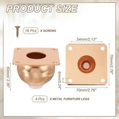 4 Pack Round Metal Furniture Legs for Dresser and Sofa(2.36″ Rose Gold)