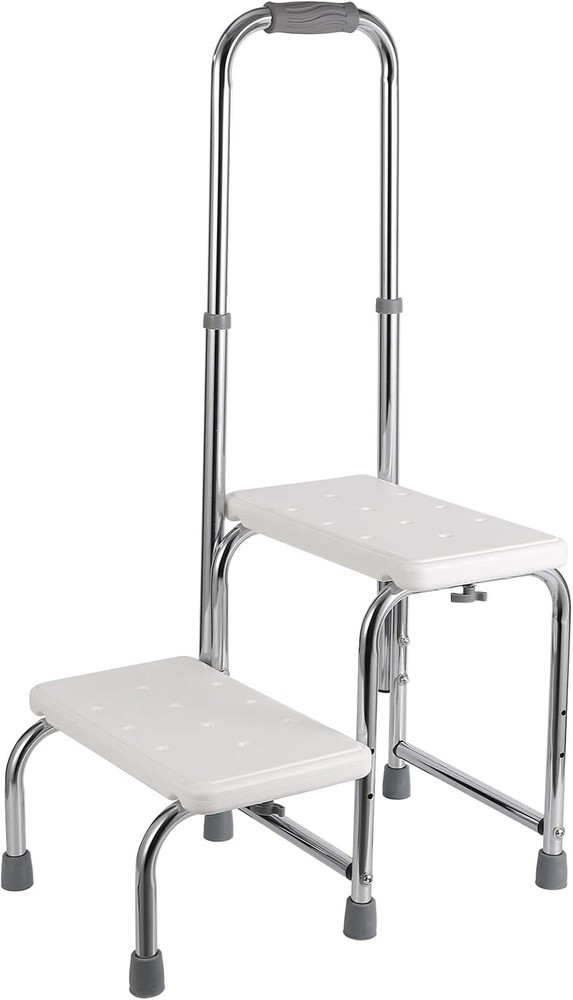 Senior Step Stool with Handle, Heavy Duty 2-Step Non-Slip Platform,440lb Support