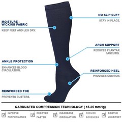 Copper Compression Socks 20-30mmHg Graduated Support Mens Womens S-XXL Wholesale