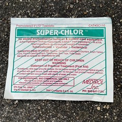 Super-Chlor Disinfectent Pre-Moistened Towelette 8″ x 10″ Lot of 10 Packets