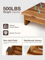 5” Wood Step Stool, Acacia Wooden Stools (No Assembly Required)- 500 LBS Capa…