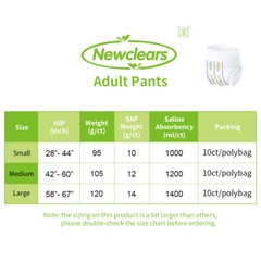 Newclears Adult Incontinence Underwear Diapers for Men Women, 20/40/60/80 ct