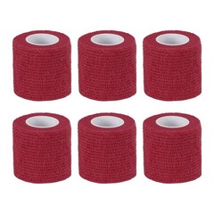 6PACK 1″ x 177″ Self Adhesive Bandage Wrap Elastic Self Tape, Dark Red