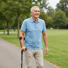 PEPE Mobility Forearm Crutch Adult Foldable Aluminum Open Cuff Black Adjustable
