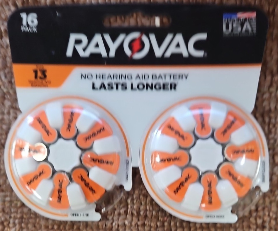 Rayovac Size 13 Hearing Aid Batteries 16 Pack Best By April 2026