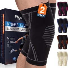 *NIB* PHYSFLEX KNEE SLEEVES ~ UNISEX ~ 2 PACK ~ SUPPORT / PAIN / RECOVERY ~ MED