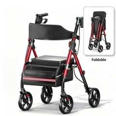 Aluminum Frame Folding Rollator Walker Travel Folding Rollator With 8″Big Wheels