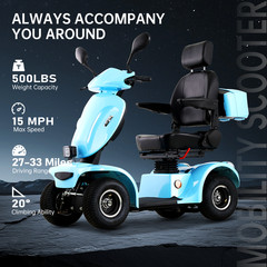 1000W 4-Wheel All Terrain Heavy Duty Seniors Mobility Scooter 500lbs 33 Miles