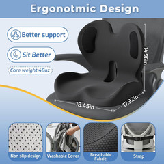 Seat Cushion,Memory Foam Chair Cushion for Office and Car,Ergonomic Coccyx Seat