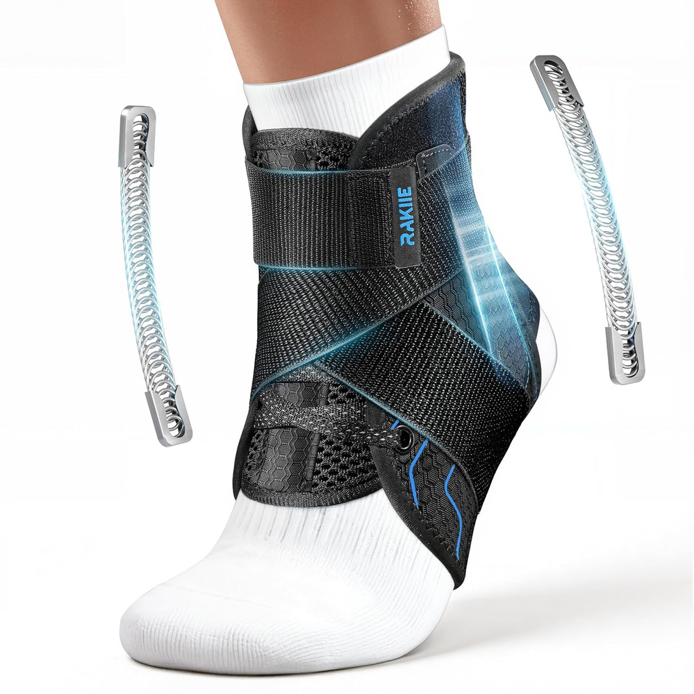 Quick Lace up Ankle Brace with 2 Metal Support Stays, Breathable Stabilizer for