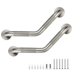 2 PCS 16 Inch Angled Shower Grab Bar 11/4 Inch Knurled Stainless Steel