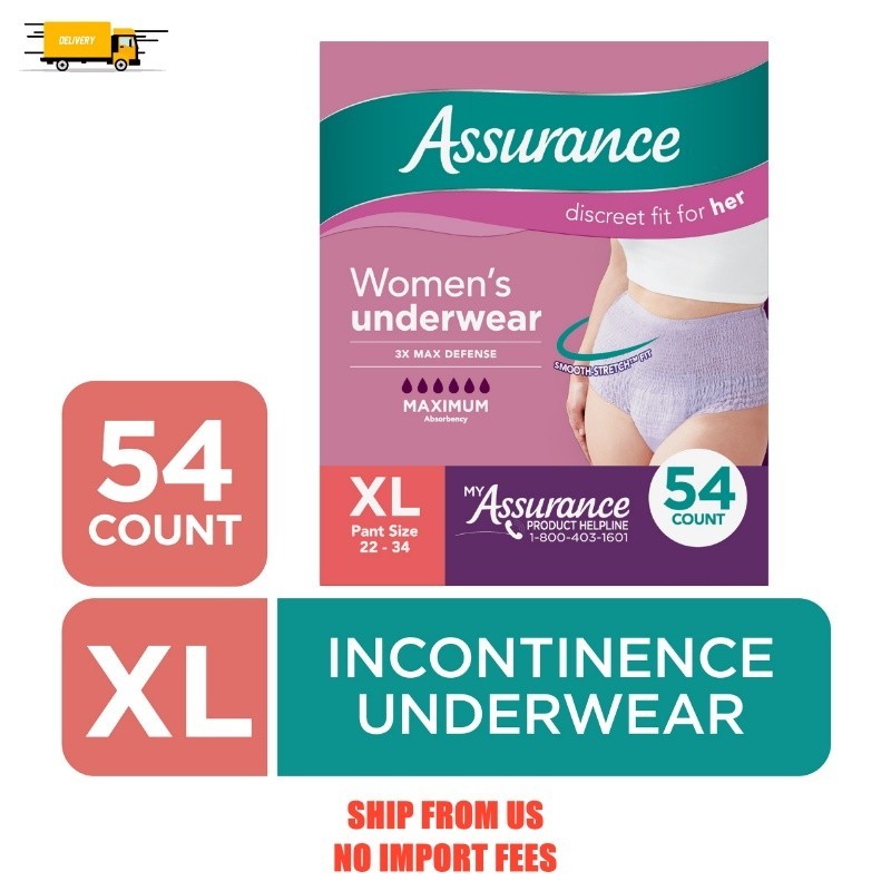 Assurance Women’s Incontinence and Postpartum Underwear, XL, Maximum Absorbency,