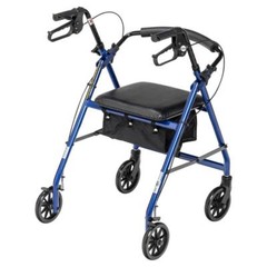 Rollator Rolling Walker 6 in. Wheels Fold Up Removable Back Support Padded Seat