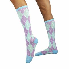Argyle Compression Socks (12-15 mm/Hg) Anti-fatigue, Pink and Blue