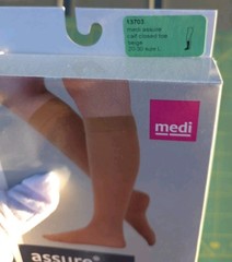 Medi Assure Medical Compression Stockings Calf Closed Toe Large 20-30 Beige